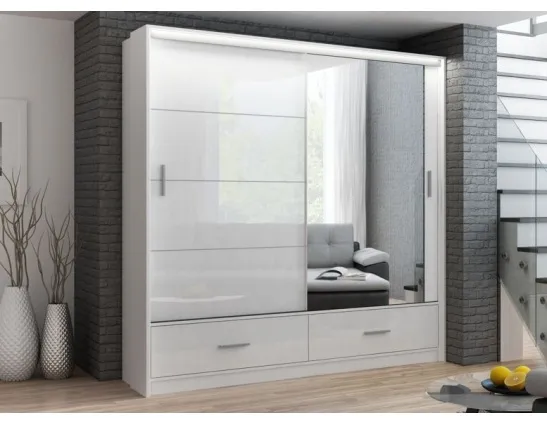 MARSEILLE 203 šatníková skriňa biely lesk 208cm