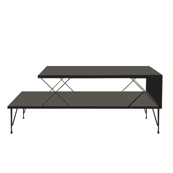 Kávový stolík s kovovými nohami 100x40x50cm, antracit