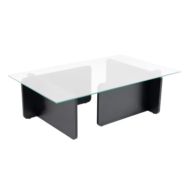 Kávový stolík s temperovaným skleneným vrchom 105x30x65cm, čierny