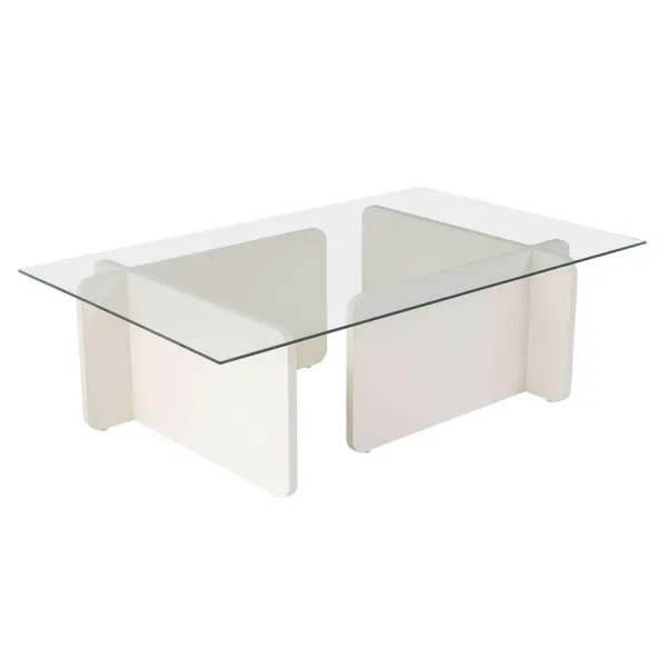 Kávový stolík s temperovaným skleneným vrchom 105x30x65cm, biely