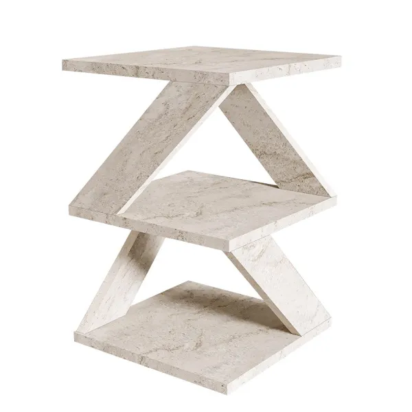 Dekoratívny bočný stolík, 54,2x29,6x29,6cm, Mramorový efekt