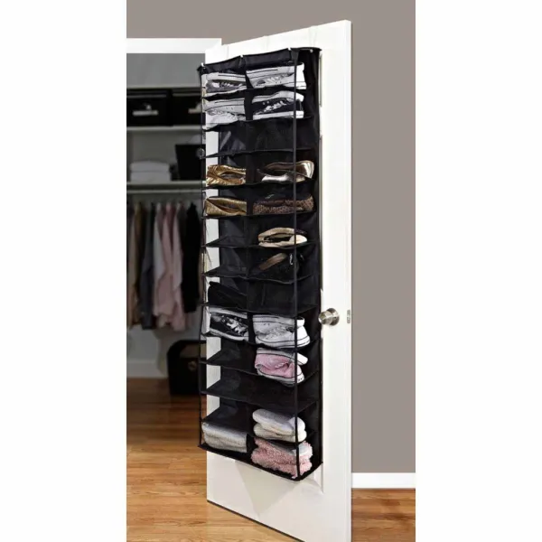 Závesný organizér obuvi- 160x55x16 cm - čierna