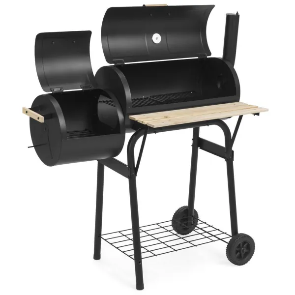 2 v 1 BBQ gril a smoker na drevené uhlie