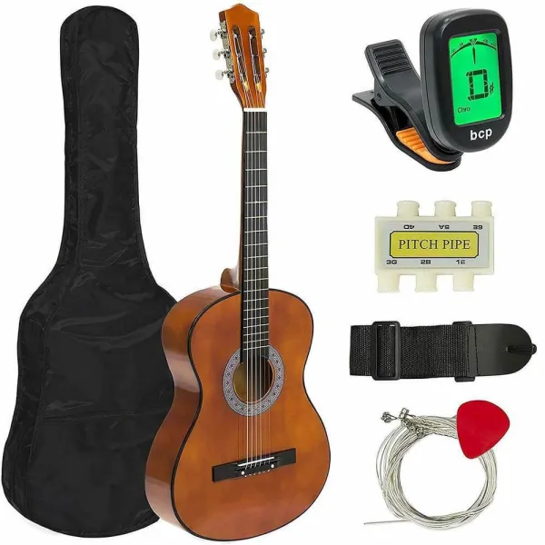 Akustický gitarový set pre začiatočníkov s ladičkou navyše, 2 farebné prevedenia- červený