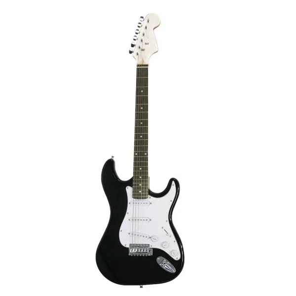 Elektrický gitarový set pre začiatočníkov s gitárkombom navyše - čierny