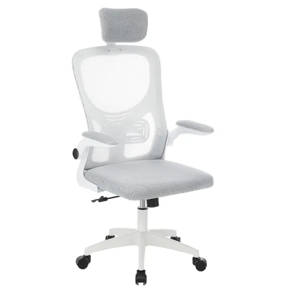 Ergonomická kancelárska stolička s bedrovou opierkou, opierkou hlavy, sivá