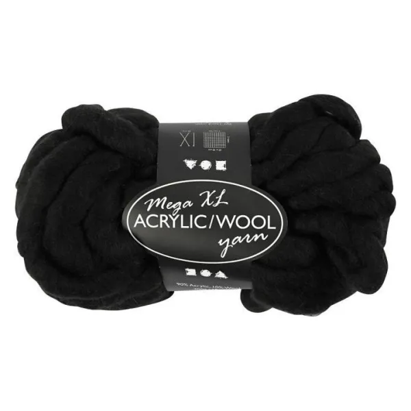 Vlna na háčkovanie - masívna 300 g - čierna