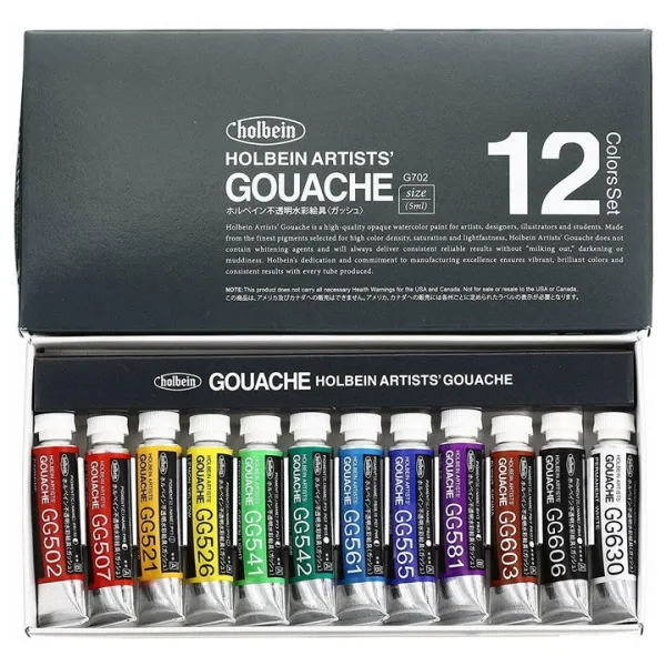 Profesionálne gvašové farby Holbein Artists - 12 x 5 ml