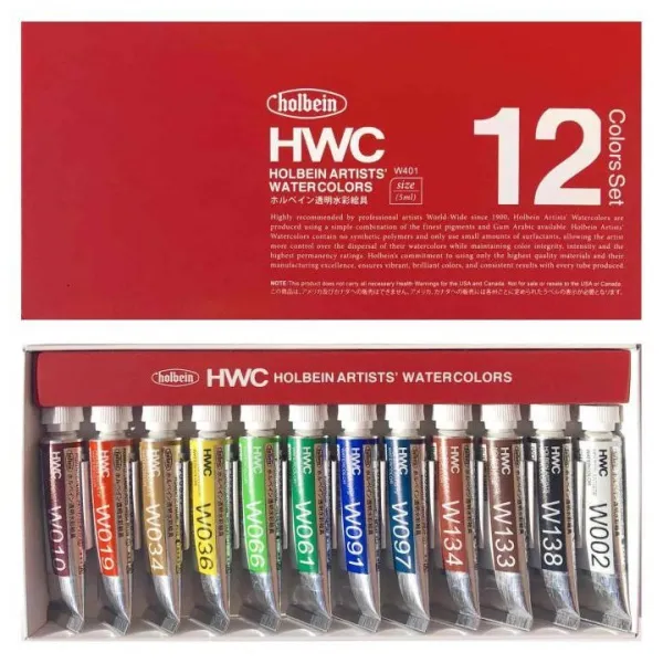 Akvarelové farby Holbein Artists - sada 12 x 5 ml