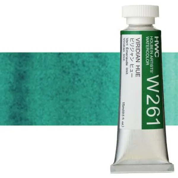 Profesionálne akvarelové farby Holbein Artists 15 ml  | zelené odtiene - viridian hue