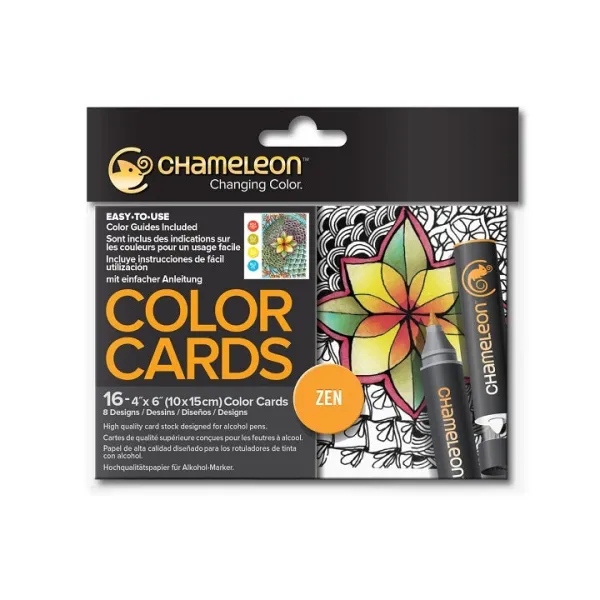 Chameleon Zen kartičky na omaľovanie - 16 ks