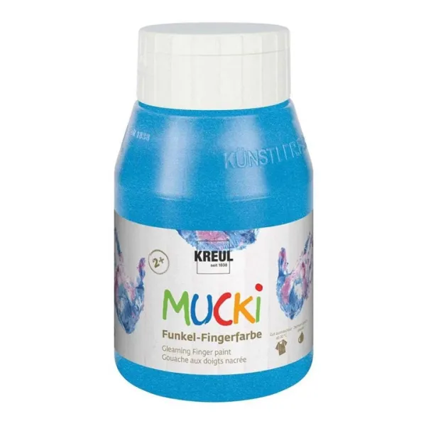 Lesklé detské prstové farby MUCKI 500 ml - diamond modrá
