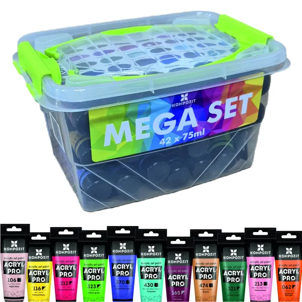 Sada akrylových farieb Kompozit ACRYL PRO v boxe – 42 x 75 ml