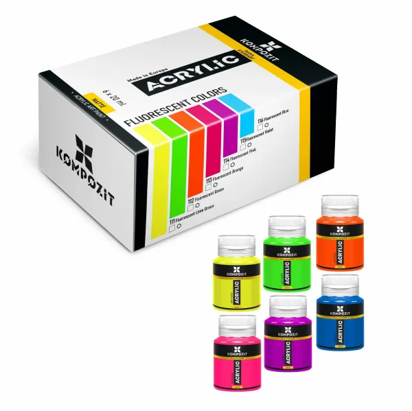Sada akrylových farieb Kompozit STANDART Fluorescent 6 x 20 ml
