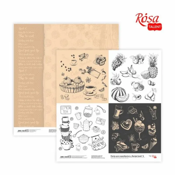 Papiere na scrapbooking 30.48 x 30.48 cm Recipe book - No. 6