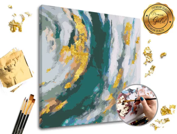 Maľovanie podľa čísel PREMIUM GOLD – Tyrkysová fantázia - 50x50 cm