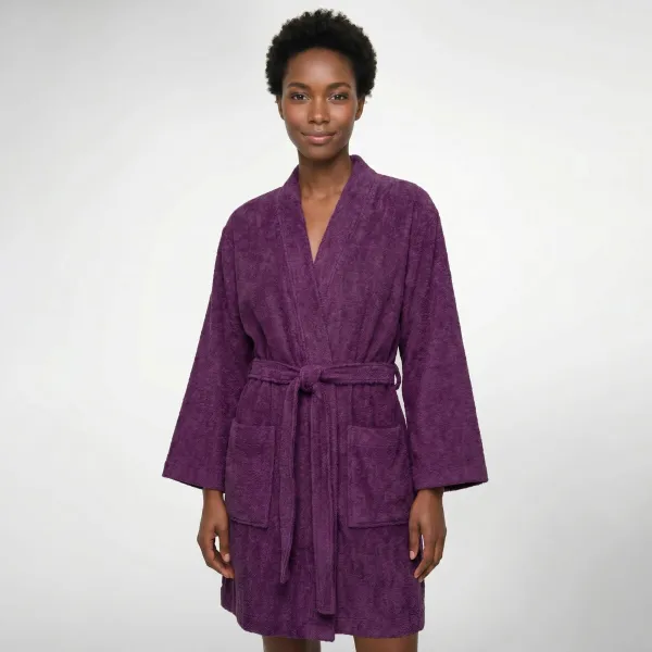 Krátky unisex župan s kimono golierom