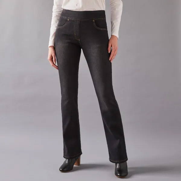 Strečové bootcut džegíny pre nižšiu postavu