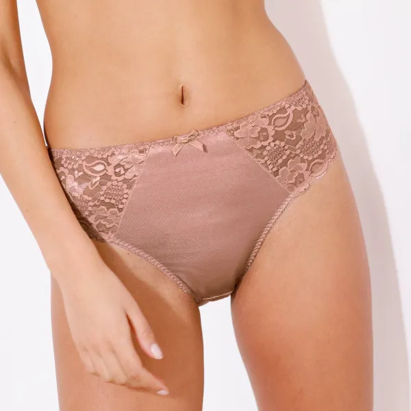 Súprava 2 klasických nohavičiek Avila zn. Confidence Lingerie® zo saténového úpletu s čipkou