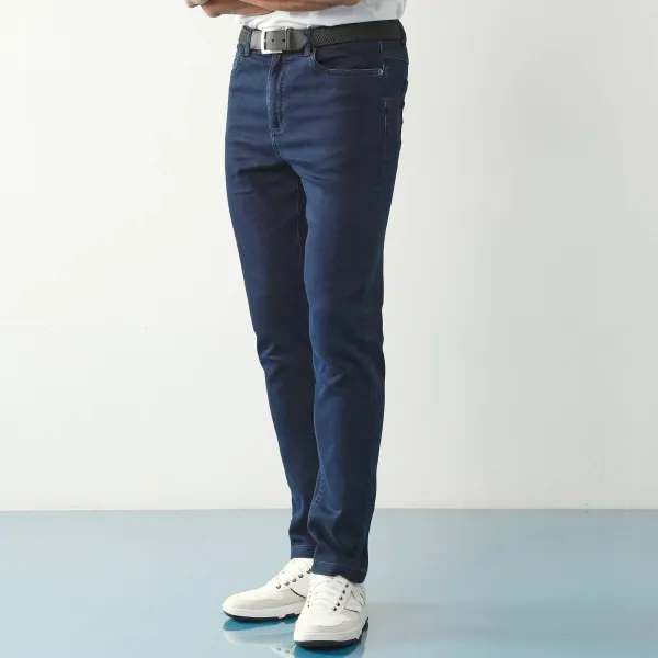 Rovné džínsy s 5 vreckami zo strečového denimu pre nižšiu postavu