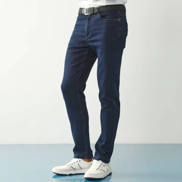 Rovné džínsy s 5 vreckami zo strečového denimu, pre nižšiu postavu