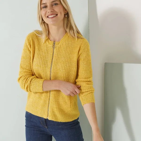 Sveter na zips s hladký vzorom