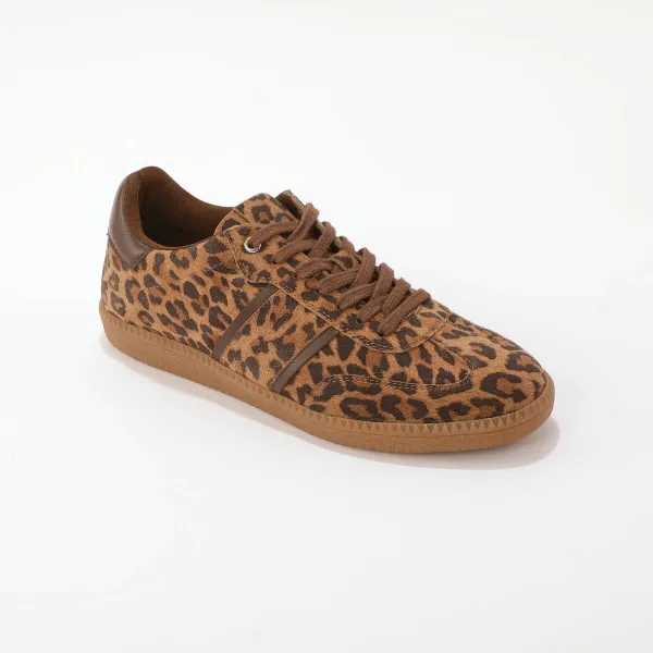 Kožené tenisky s leopardím vzorom a kontrastnými prúžkami
