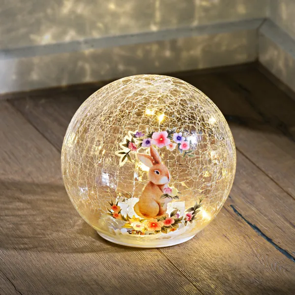 LED sklenená guľa Zajačik