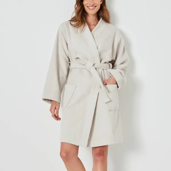 Krátky unisex župan s kimono golierom