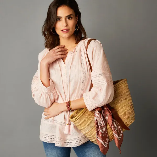 Boho oversize blúzka s macramé