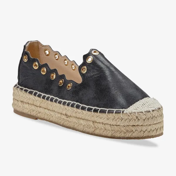 Espadrilky na platforme, s kovovými očkami