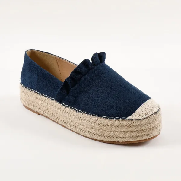Espadrilky s volánikmi, vzhľad semišu