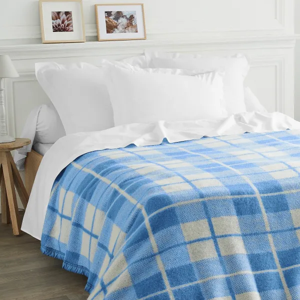 Kockovaná prikrývka z vlny Woolmark