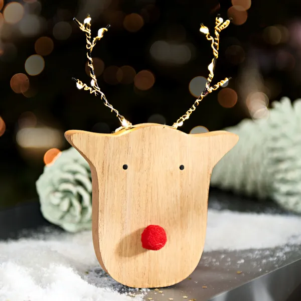 LED drevená dekorácia Sob Rudolf