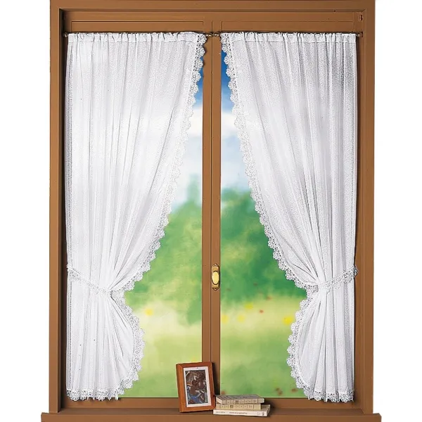Záclonka s čipkou macramé, súprava 2 ks