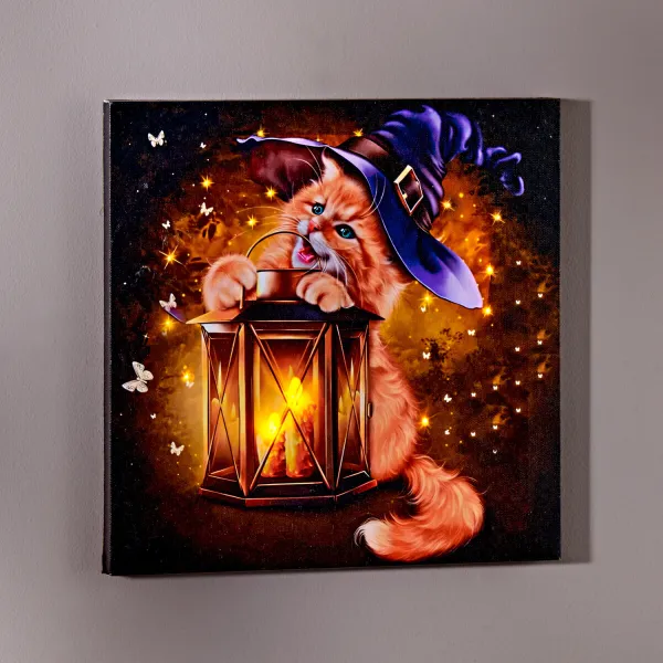 LED obraz Kocúr s lampášom