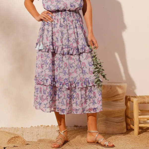 Dlhá sukňa s potlačou, recyklovaný polyester