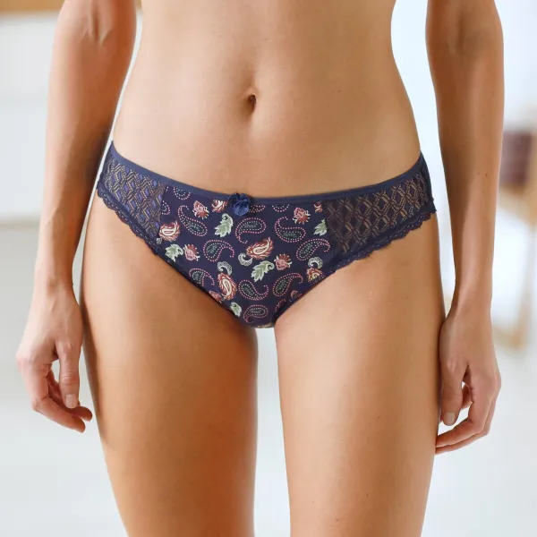 Súprava 2 midi nohavičiek Coria Confidence Lingerie z čipky s kašmírovou potlačou