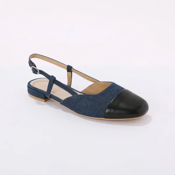 Dvojfarebné slingback baleríny