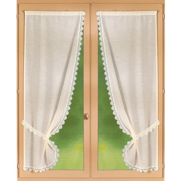 Záclonka s čipkou macramé, súprava 2 ks