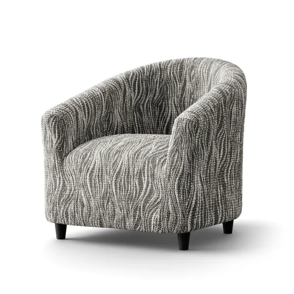 Pružný žabkovaný poťah z mikrovlákna s potlačou vlniek na kreslo cabriolet
