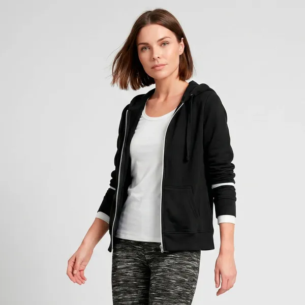 Dvojfarebná moltonová mikina na zips, s kapucňou