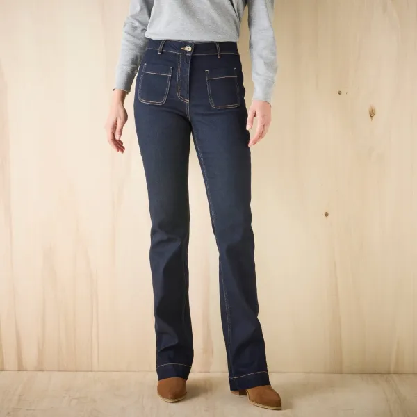 Bootcut džínsy s našitými vreckami
