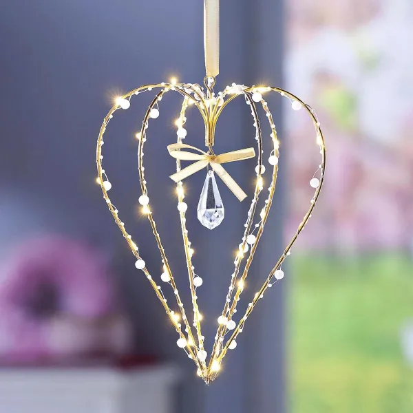 LED závesná dekorácia Zlaté srdce