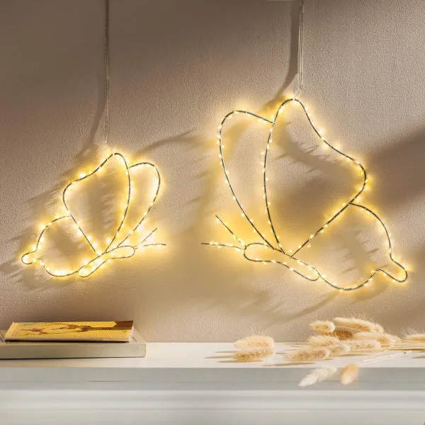 Závesné LED dekorácie Motýle, súprava 2 ks