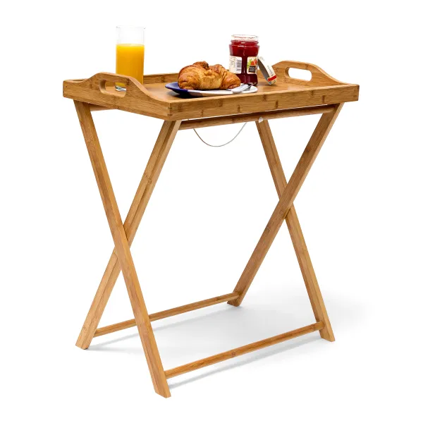 Bambusový raňajkový stolík Relaxdays RD10019136 s odnímateľným podnosom