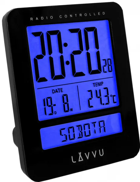 Rádiom riadený budík LAVVU LAR0021 Duo Black 2 budíky s češtinou