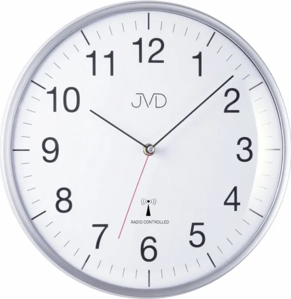 Presné rádiom riadené nástenné hodiny JVD RH16.1 – strieborné, DCF, 33 cm