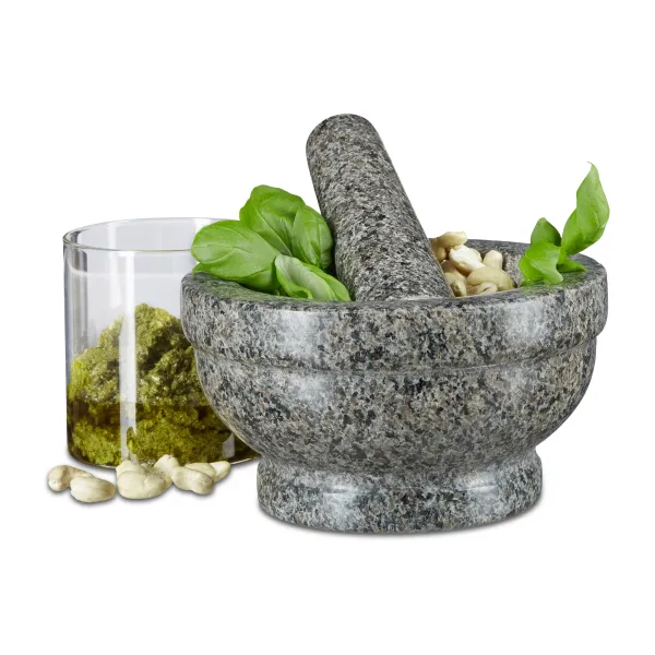 Žulový mažiar s tĺčikom RelaxDays RD10021526, sivý – 17 cm