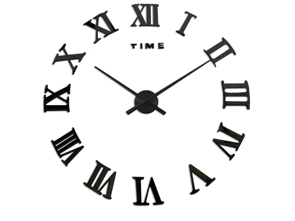 3D Nalepovacie hodiny DIY Clock Evevo 8274XL, Roman Black, 90-130cm